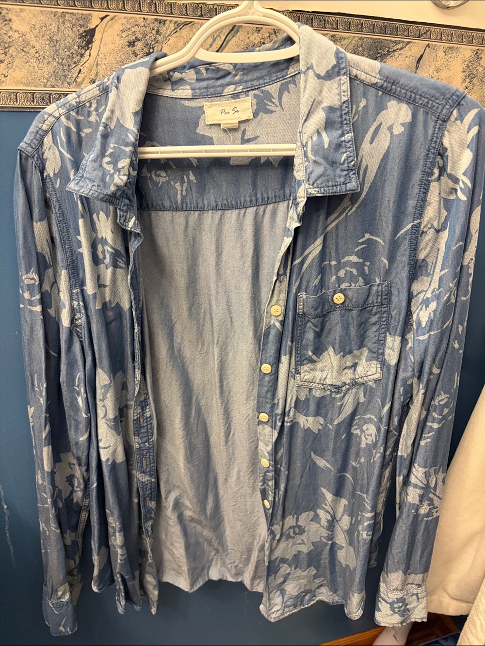 Pac sun Blue Floral Casual Button-Down Shirt